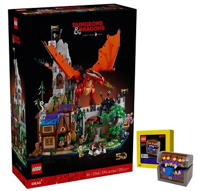 LEGO Ideas 21348 Dungeons & Dragons: Red Dragon's Tale & 6510864 Mimic Dice Box Foto 1 de 4