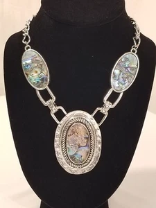 Silberfarbene Halskette Abalone "Königin des Meeres". Verstellbar! - Bild 1 von 13