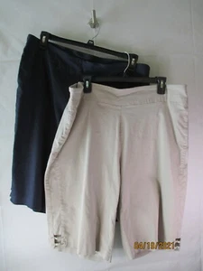 Avenue Set of 2 Tan/Dark Wash 12" Stretch Tummy Control Shorts R21 - Size 18 - Picture 1 of 3