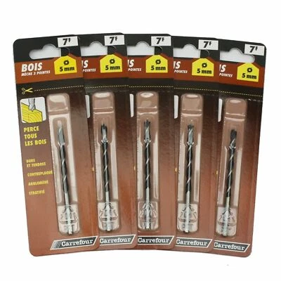 5 Carrefour 4mm Super Sharp Brad Point Wood Drill Bit. Made in Germany