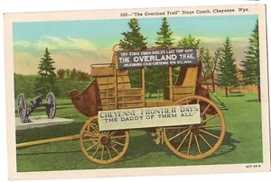 OVERLAND STAGE COACH From CO to Cheyenne Wyoming Postcard WY 1866 Frontier Days - Picture 1 of 2