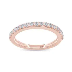 0.35 Ct Lab Grown Diamond Half Eternity Wedding Band Ring in 10k Rose Gold - Picture 1 of 7
