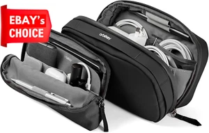 2-in-1 Tech Pouch Black Travel Organizer for Gadgets Accessories - Picture 1 of 12