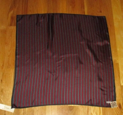 Cachecol quadrado vintage ECHO listrado preto vermelho 100% seda 21" novo com etiquetas - Imagem 1 de 2