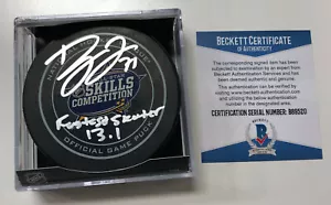 DYLAN LARKIN SIGNED 2016 NHL ALL STAR SKILLS PUCK FASTEST SKATER BAS BECKETT COA - Picture 1 of 3