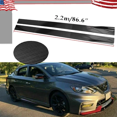 Carbon Fiber 86.6inch Side Skirt Extensions Rocker Panel For Nissan Sentra Nismo Foto 1 de 4