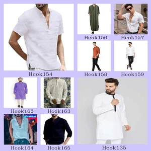 Mens Kurta only Traditional Wear Cotton Shirt Kurta Mens Wear Indian Kurta - Picture 1 of 58