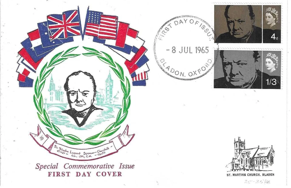 G.B. - FDC - Churchill - 08.07.65 (25-2968) - Bladon, Oxford Postmark - Image 1 of 1