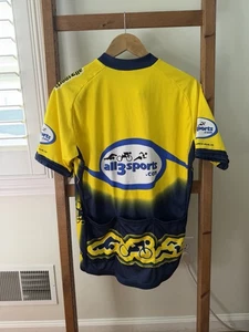 Garneau Cycling Jersey XL Yellow All3Sports Short Sleeve Full Zip Back Pockets - Picture 1 of 4