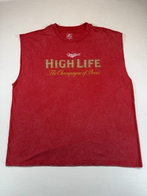 Camiseta Miller High Life Para Hombre Roja Sin Mangas Gráfica El Champagne de las Cervezas Foto 1 de 4
