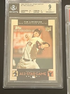 Topps All-Star FanFest #1 2007 Tim Lincecum BGS 9 novato radiocontrol - Imagen 1 de 2