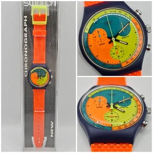 Swatch Chrono SCN101 Signal Flag 1990 NOS Vintage Watch Perfect! - Picture 1 of 14