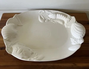 Vintage Studio Nova Raised Design Lobster & Crab Platter 18 1/2 x 13 1/2" White - Picture 1 of 9