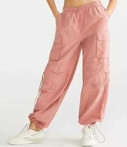 Aeropostale Pink Y2K Inspired Cargo Parachute Pants Relaxed High Rise 90s Baggy - Picture 1 of 11