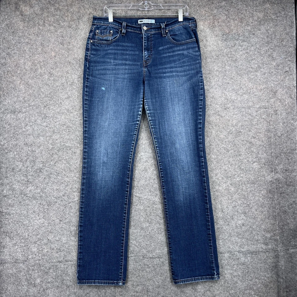 Levis 505 Jeans Womens 12L 31x34 Blue Denim Straight Leg Mid Rise Stretch - Image 1 of 4