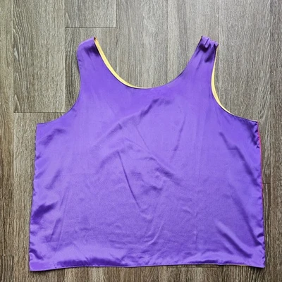Blusa sin mangas reversible de satén púrpura rosa amarillo negro Foto 1 de 4