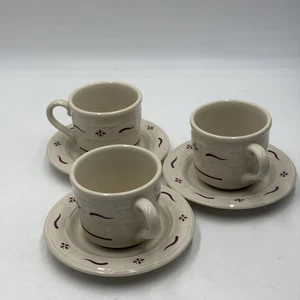 Taza de té y platillo de cerámica Longaberger tejido tradición clásico rojo - Imagen 1 de 2