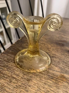 Fostoria June Topaz Yellow, Single Candlesticks, 5", 1929-36 - Picture 1 of 6