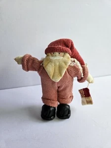 Vintage Santa Claus Primitive Plush 6” Christmas Farmhouse Shelf Sitter Fabric - Picture 1 of 9