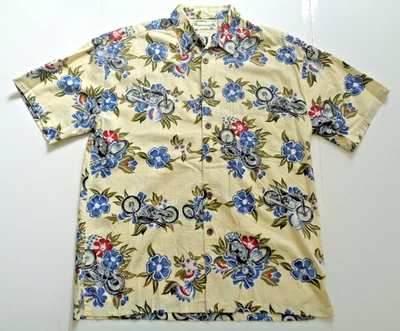 Camisa Hawaiana Robert Stock Para Hombre Motocicleta Grande Aloha Botón Algodón Amarillo Foto 1 de 4