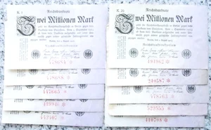 GERMAN BANKNOTE 10x 2 MILLION MARK 1923 Inflation Vintage Money old Currency Bil - Picture 1 of 6