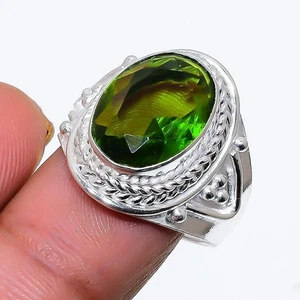 Green Peridot Gemstone Handmade 925 Sterling Silver All Size Ring For Gift - Picture 1 of 1