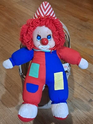 Ganz Musical Clown Wind Up Nose 1985 Doll Plush Toy Bros Vintage Red Blue RARE - Image 1 of 4