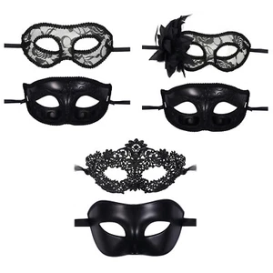 2Pcs Couples Masquerade Lace Eye Mask Venetian Halloween Mask Party Prom Costume - Picture 1 of 17
