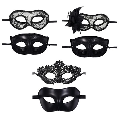 2Pcs Couples Masquerade Lace Eye Mask Venetian Halloween Mask Party Prom Costume - Image 1 of 4