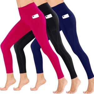 NEW Women's Leggings w/ Pockets High Waist Tummy Control Workout Yoga Pants - Picture 1 of 12