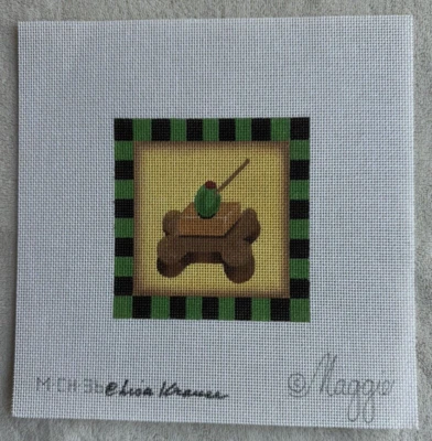 Dogbone Appetizer 手绘 Maggie 针绣帆布 M-CH-36 Lisa Krause 18 克拉 — 第 1/4 张图片