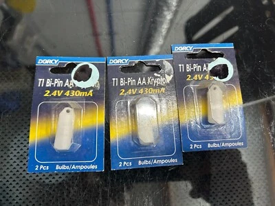 New 3-pack (6 bulbs) Lot Dorcy T1 Bi-Pin AA Krypton 2.4 v 430 mA 41-1672 - Image 1 of 3