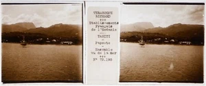 TAHITI.Papeete.Ensemble vue de la Mer.Bateau.Stereo verre 45x107mm.Photo Verre. - Picture 1 of 2