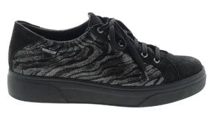 MEPHISTO Black w/Silver Animal Stripe Leather Walking Casual Sneakers Size 9 - Picture 1 of 5