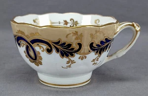 John Ridgway 5/2304 Tan Cobalt & Gold Leaf Scrollwork Foliage Shape Tea Cup - Picture 1 of 8
