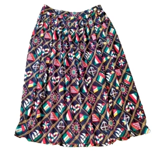 Falda midi plisada náutica Aileen talla XL vintage 100 % algodón marinero costero - Imagen 1 de 6