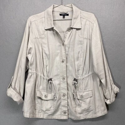 Relativity Jacket Womens 1X Linen Blend Casual Pockets Costal Comfy - Image 1 of 4