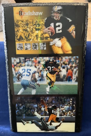 Pittsburgh Steelers 3 player 7x12” custom plaque Terry Bradshaw @ Franco Harris Cover