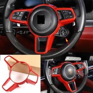 For Porsche 718 911 Cayenne Macan Panamera Steering Wheel Cover ABS Red with SC - Bild 1 von 8