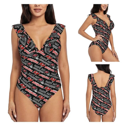 Tampa Bay Buccaneers Women's Ruffle One Piece Swimsuit High Elasticity Swimsuit Cover