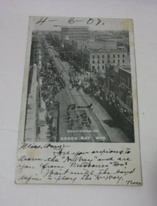 Wisconsin postcard Antique Washington Street Green Bay Parade - Picture 1 of 3