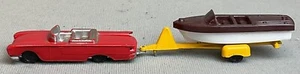 1960 Ford Sunliner Convertible with Sport Boat & Trailer HO Scale TootsieToy USA - Picture 1 of 6