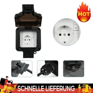 250V Gartensteckdose Wasserdicht Aufputz Außensteckdose Steckdose IP66 DE - Bild 1 von 7