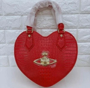 Bolso de Hombro Vivienne Westwood Rojo en Forma de Corazón Motivo Orbe Croco Nuevo Japón - Imagen 1 de 8