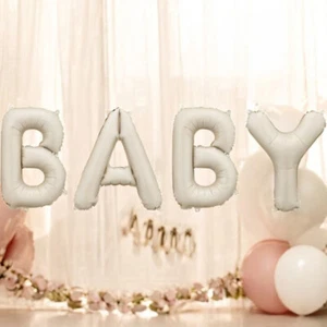 Beige BABY Foil Balloon | Neutral Baby Shower Decoration - Picture 1 of 6