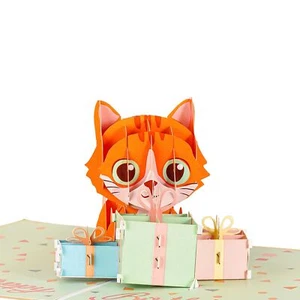 Pop Up Card Greeting Card Cat Hold Gift Box Birthday Card For Mom Dad Husband... - Picture 1 of 6