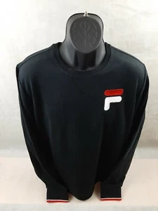 Fila Men's French Terry Crew Neck Sweatshirt Black XL - Picture 1 of 6