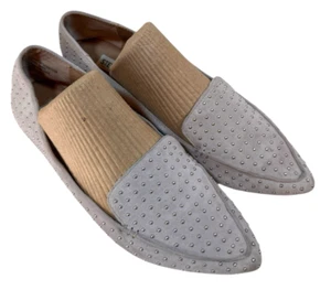 Steve Madden Loafer Women's size 8.5 Studded Light Grey Suede Leather Travel - Picture 1 of 11