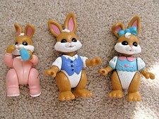 Vintage 1996 Fisher Price Rabbit Lot 3 Figures 3.5" Tall