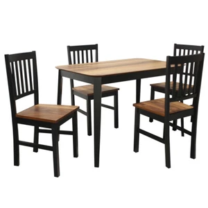 5 PCS Mid Century Modern Dining Table Set 4 Chairs w/Wood Legs for Dining Room - Picture 1 of 5